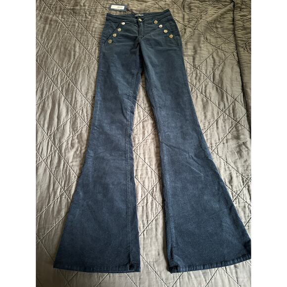Ramy Brook Velveteen Helena Jeans Womens Size 25 Navy Flare Leg Skinny New - Picture 2 of 11